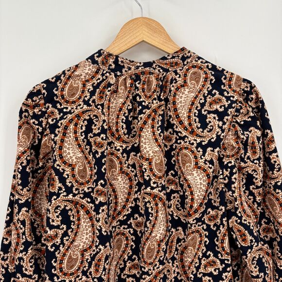 Banana Republic Paisley Mini Corduroy Top, Sz Large, Long Sleeve Babydoll Office - Picture 5 of 11